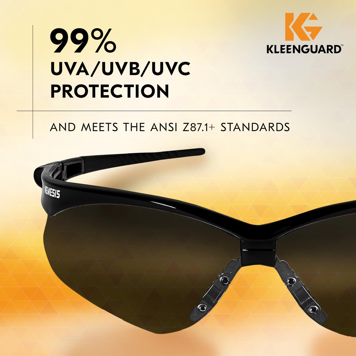 KleenGuard™ V30 Nemesis™ Safety Glasses (25688), with Mirror Coating, Smoke Lenses, Black Frame, Unisex Sunglasses for Men and Women (Qty 12)