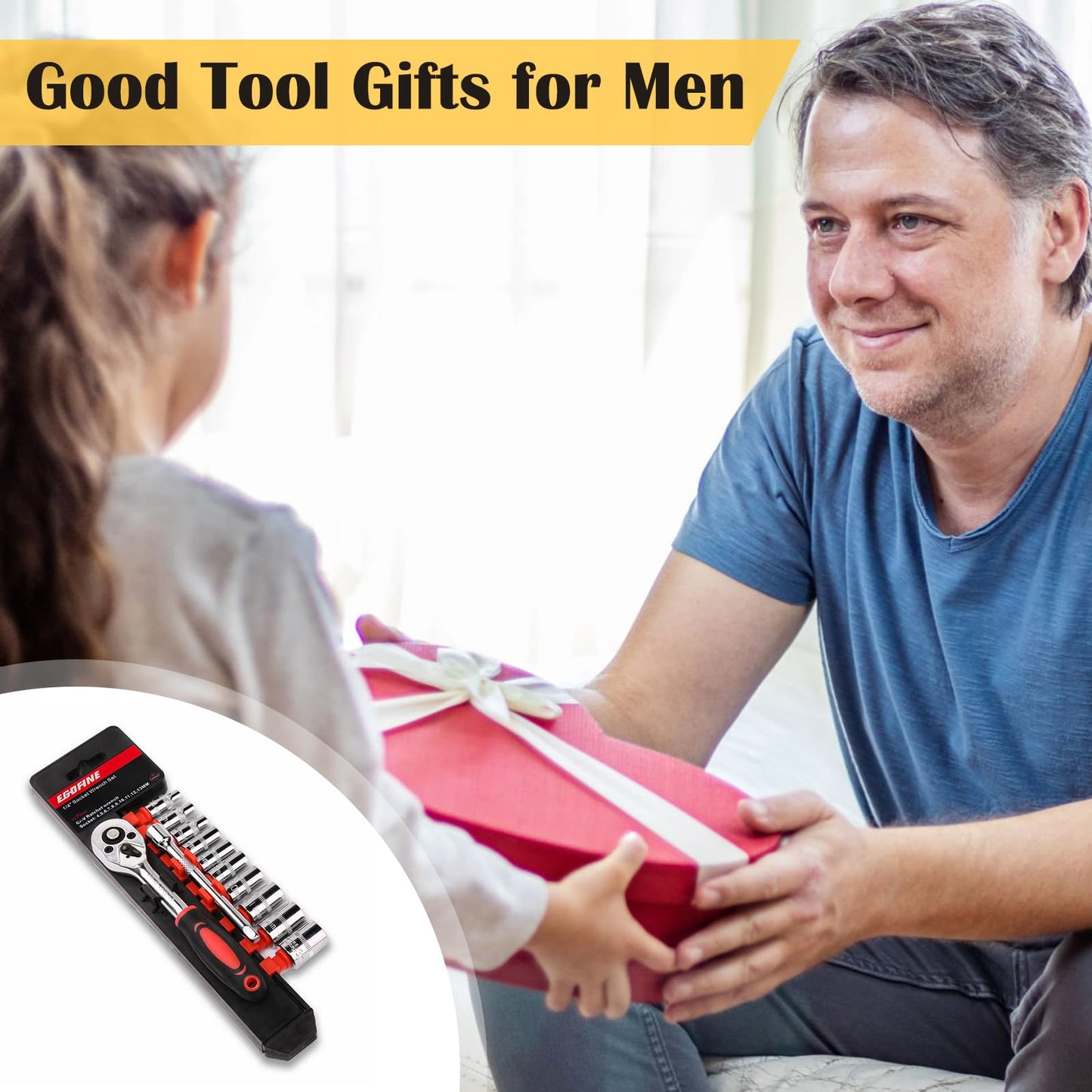 Egofine 12pcs 1/4 Inch Ratchet Socket Wrench Set, Drive Socket Set with 10 Sockets 4-13mm and 2 Way Quick Released Ratchet Handle and Extension Bar