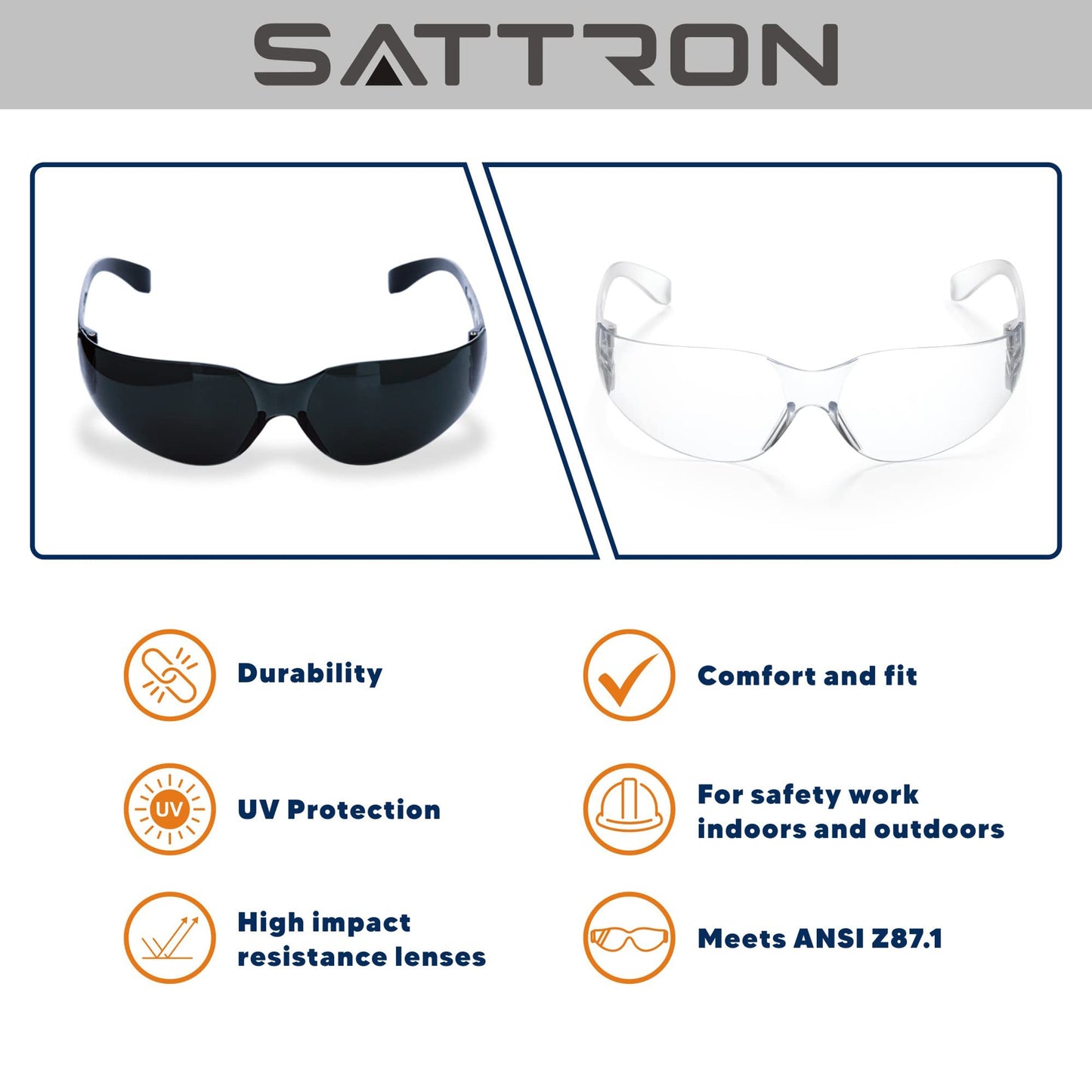 24 Pack of Tinted Safety Glasses (Protective Safety Sunglasses) Ploycarbonate Dark Smoke Lenses for UV Protection, Scratch & Impact Resistant, Perfect for Construction, Outdoor Work, Shooting and More